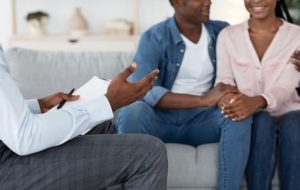 Image of a couple at therapy. If you're looking for help in Reclaiming Your Voice and Finding Balance in your life, Therapists at Grand Rapids, MI can help! 
